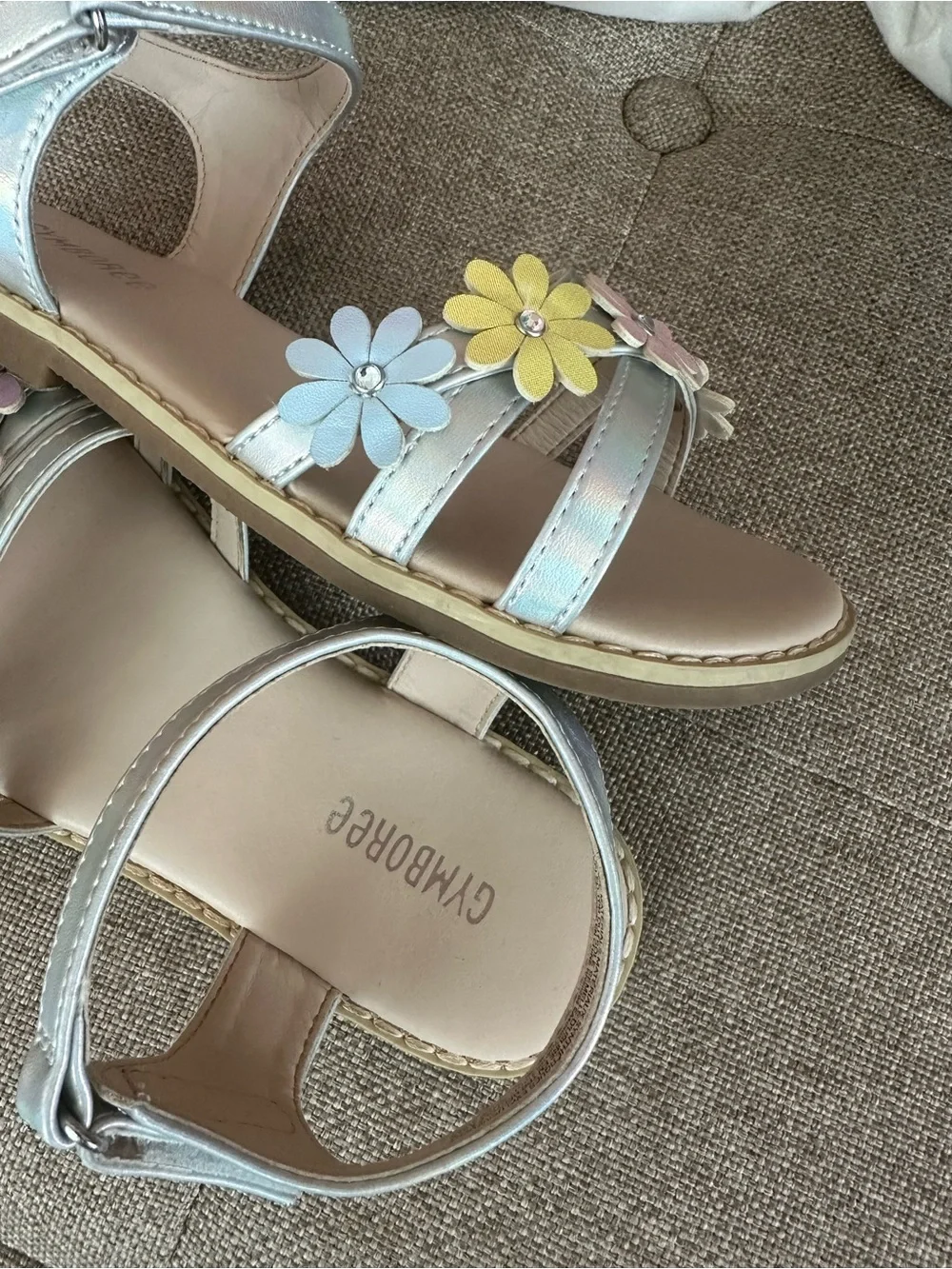 Gymboree Girls Metallic Floral Strap Sandals